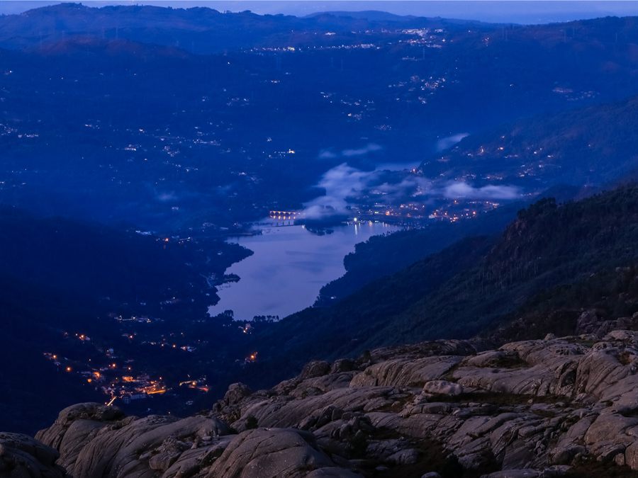 Reservoir between mountains at dusk in Peneda-Gerês National Park